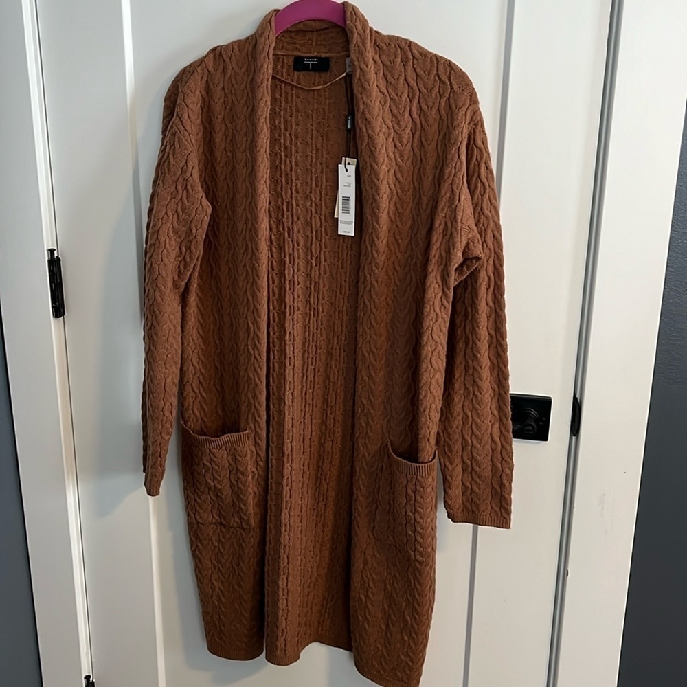 Tahari Camel Textured Duster Cardigan NWT